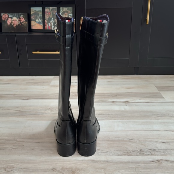 Tommy Hilfiger Imina Leather Knee High Boots in Black - Picture 6 of 9
